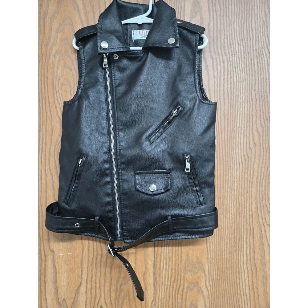 Children's Black Faux Leather Vest